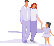 Illustration of a couple walking with their young daughter