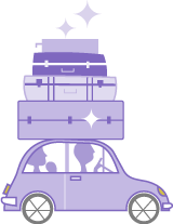 Illustration of a car with luggage loaded on top